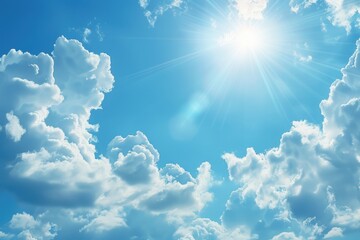 Poster - The sun breaks through the cloud layer with warm sunlight