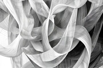 Poster - A collection of colorful ribbons in monochrome, great for abstract backgrounds or highlighting textures