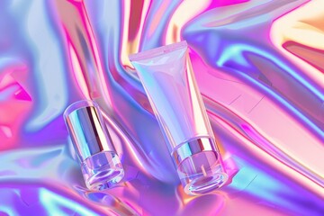 Aufkleber - Two tubes sit on a shiny metallic surface, suitable for industrial or scientific illustrations