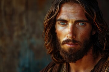 Aufkleber - Portrait of a man with long hair and beard, suitable for use in editorial or creative projects