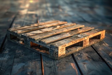 Aufkleber - A simple wooden pallet placed on a wooden floor, great for various uses