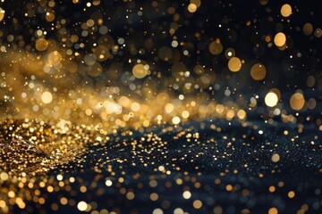 Poster - A blurry image of a gold and black background with abstract textures