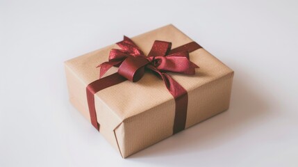 Wall Mural - A beautifully wrapped gift box with a red ribbon, perfect for any occasion