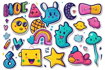 Poster - A collection of colorful stickers on a white surface, perfect for creative projects and designs