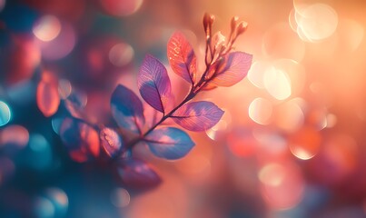 Poster - Red Leaves with Bokeh and a Sunlit Background