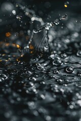 Poster - A close-up view of water droplets on a surface, ideal for use in science and educational contexts