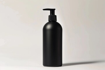 Poster - A black bottle of liquid on a white surface