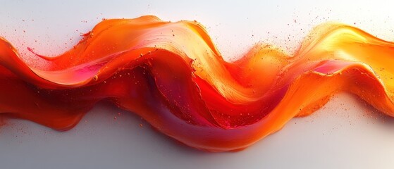 Poster - Abstract Wave of Orange and Red Liquid with Splashes