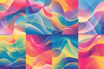 Poster - A visual representation of four distinct color waves against a blue background