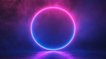 Neon Circle in Dark Atmosphere