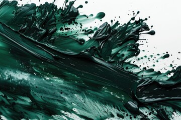 Poster - A detailed view of a painted piece with a dominant green color scheme, ideal for use in design or art-related projects