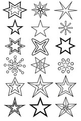 Aufkleber - Set of geometric black and white star shapes against a neutral background