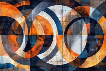 Poster - Circles painted on wooden panel, abstract design