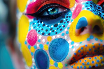 Poster - Close-up of a woman's face featuring a creative dot art design