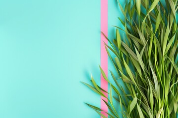 Poster - A detailed view of a plant on a bright blue background, ideal for use in designs and illustrations