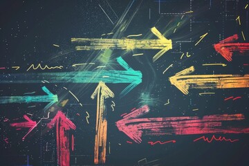 Poster - A group of arrows pointing in various directions, great for illustrating decision-making or navigation concepts