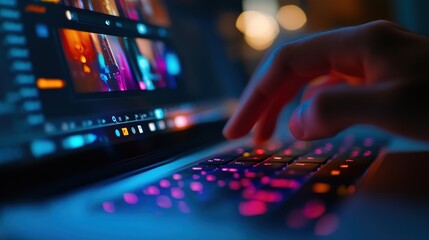 Sticker - Video Editing on a Laptop