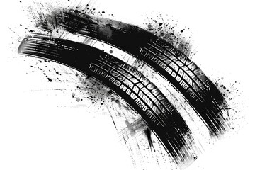 Aufkleber - A minimalist illustration of tire tracks on a clean white surface