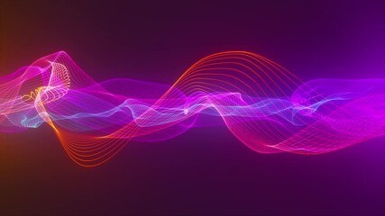 Fototapete - Colorful futuristic wave lines. Computer generated 3d render