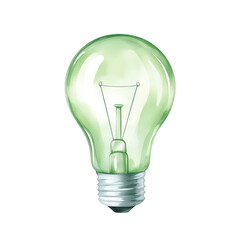 A unique green light bulb representing eco-friendly energy solutions and creativity in design. watercolor style