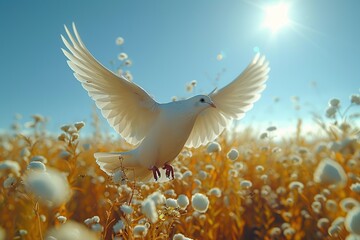 Wall Mural - White Dove in Flight