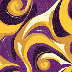 Wall Mural - Purple, gold and yellow swirls, seamless repeating abstract background with circles