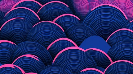 Wall Mural - Abstract 3D Pattern of Interlocking Blue and Pink Curved Lines