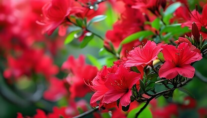 Poster - Bright red flowers bloom in summer, showing the beauty and prosperity of nature and attracting attention.