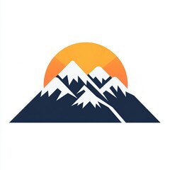 Poster - The design features snow-capped mountains, illuminated by a rising sun, conveying tranquility and natural beauty in a minimalist style. Generative AI