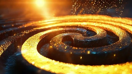 Poster - glowing metallic spiral contrasts light and shadow, evoking finance and market complexities