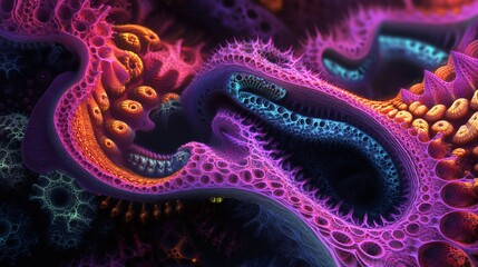Wall Mural - Abstract colorful fractal pattern with a variety of colors, shapes, and textures.