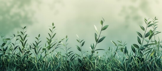 Sticker - Green Grass Simple Background Plants In The Summer Flora