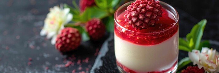 Sticker - Lychee Panna Cotta and Jelly Delight Presented in a Glass