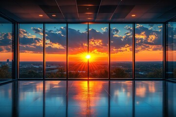 Wall Mural - Sunset View from a Modern Building