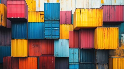 Wall Mural - Stack of Colorful Shipping Containers