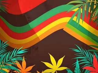 Sticker - Colorful Abstract Background with Tropical Leaves