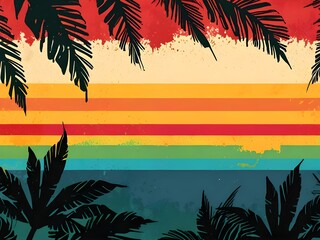 Wall Mural - Retro Sunset Beach Design