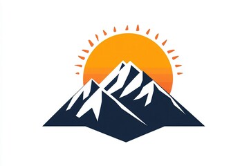 Poster - This design showcases snow-covered mountains with a vibrant sun rising behind them, capturing the essence of morning in nature. Generative AI