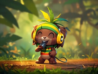 Poster - Cute Cartoon Character Singing