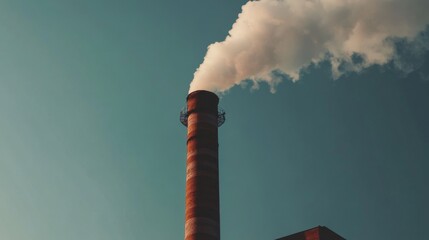 Industrial Smoke Stack Against Clear Sky