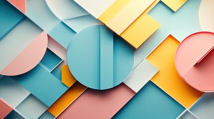 Wall Mural - Boldly colored 3D geometric forms in an abstract artistic background