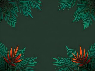 Sticker - Tropical Green Leaves Background