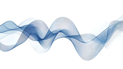 Wall Mural - Flowing Blue Abstract Waves on White Background