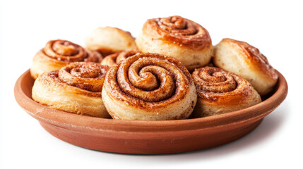 Wall Mural - Freshly Baked Cinnamon Rolls on White Background - Delicious Treats