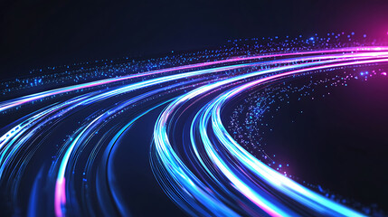 Wall Mural - Dynamic Fiber Optic Light Trails on Dark Background