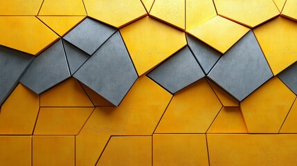 Poster - Modern geometric design background in yellow and gray patterns