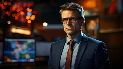 Poster - Handsome male businessman in a classic suit with a tie in the office. White collar office worker concept