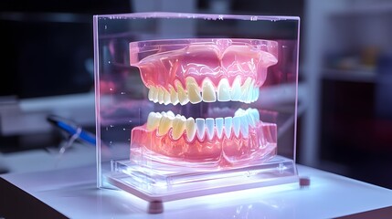 Poster - Holographic 3D visualization showcasing the anatomy and techniques for maintaining optimal oral health and preventive dental care