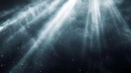 Wall Mural - Abstract dark blue background with light streaks and white dots.