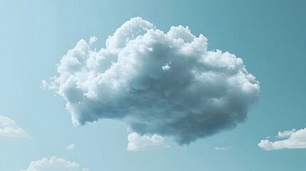 Poster - A fluffy soft white cloud drifting gently and effortlessly across a tranquil vibrant blue sky backdrop  This conceptual image evokes a sense of calm serenity and escapism
